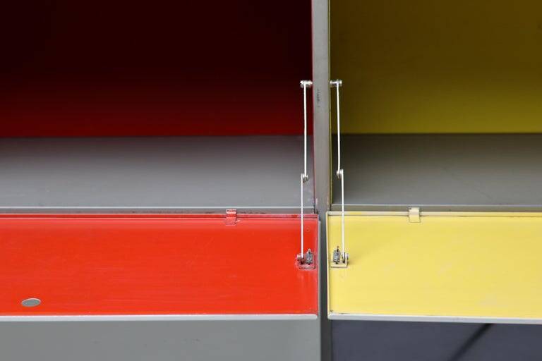 Wim Rietveld Model 663-2 Modular Metal Storage Cabinet for Gispen, 1954