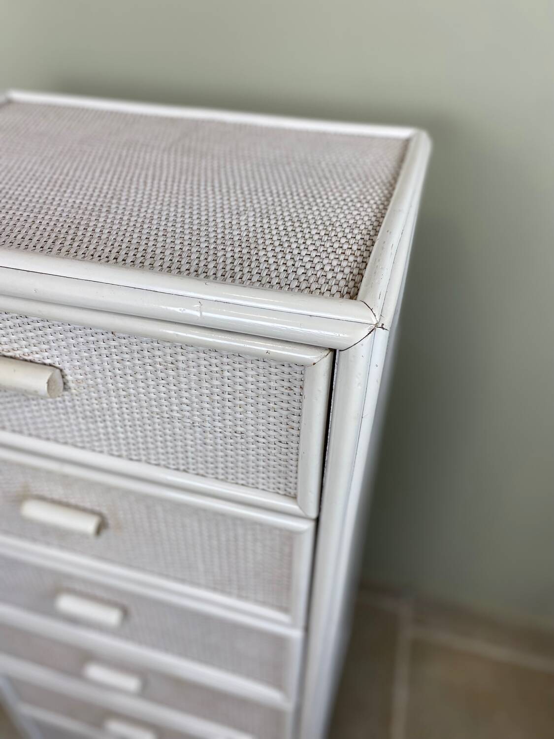Vintage wicker chest of drawers