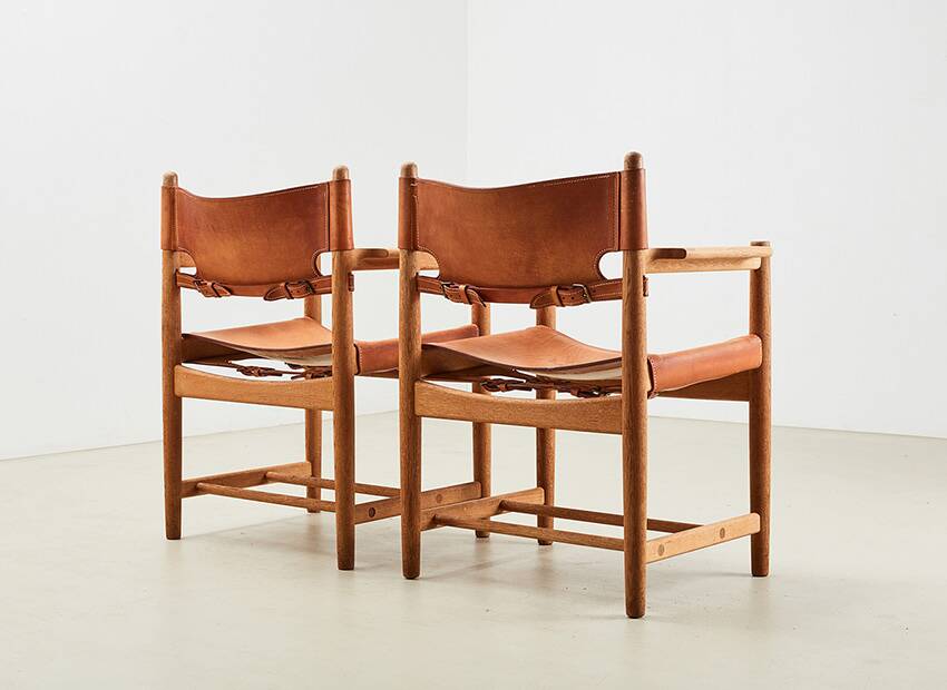 Borge Mogensen Pair of Model 3238 Spanish Dining Chairs for Fredericia 1964