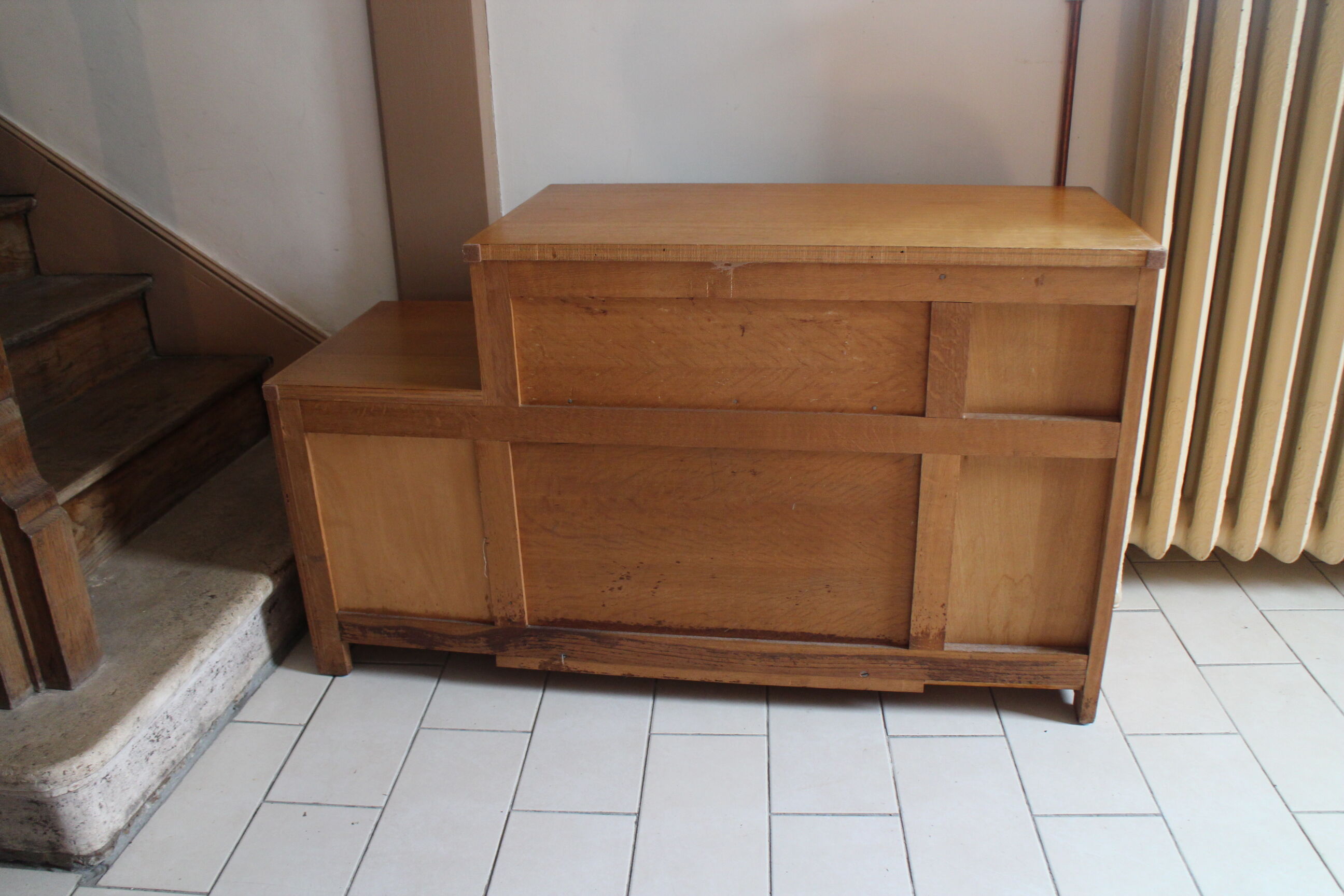 Asymmetrical chest of drawers light oak 1950
