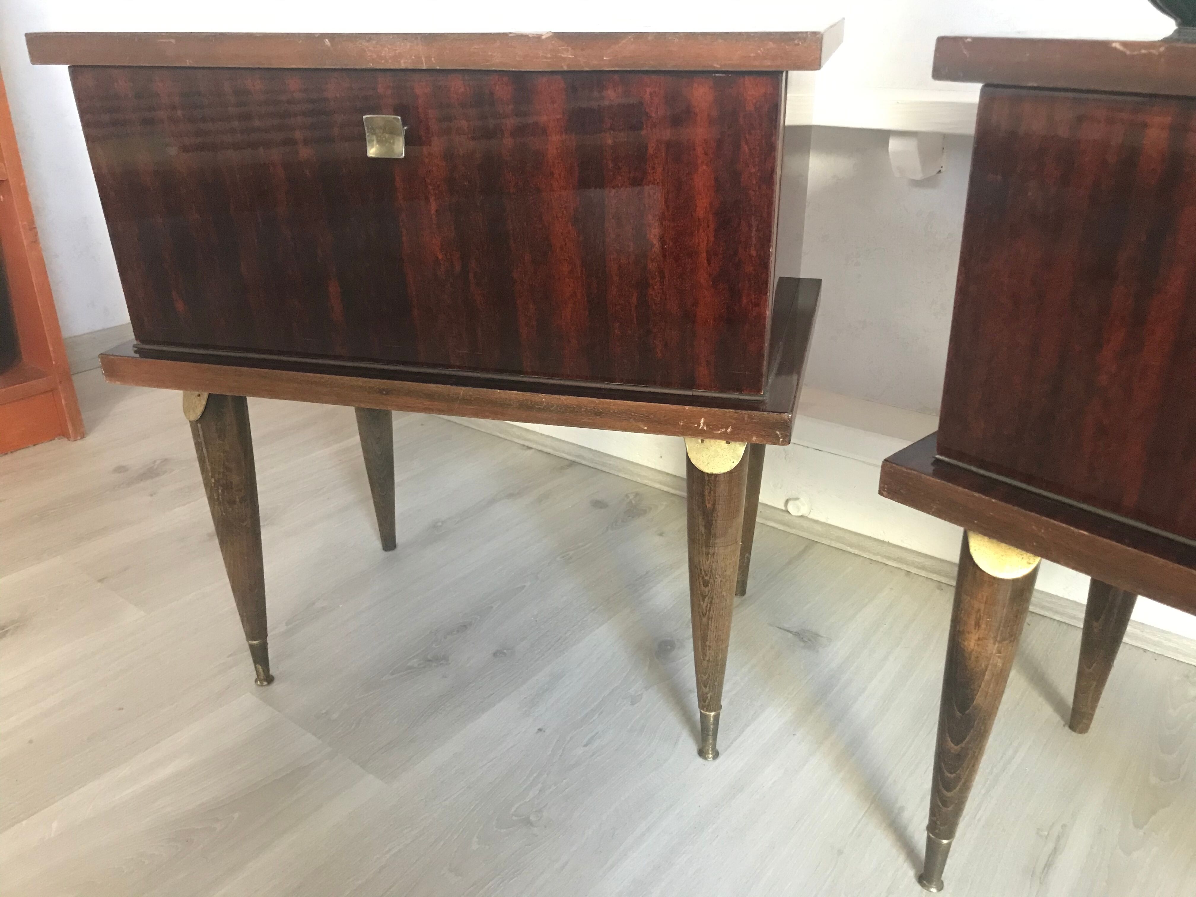 Lot of 2 bedsides in formica brown 1960