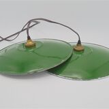 Duo of wall lamps in enamelled plate