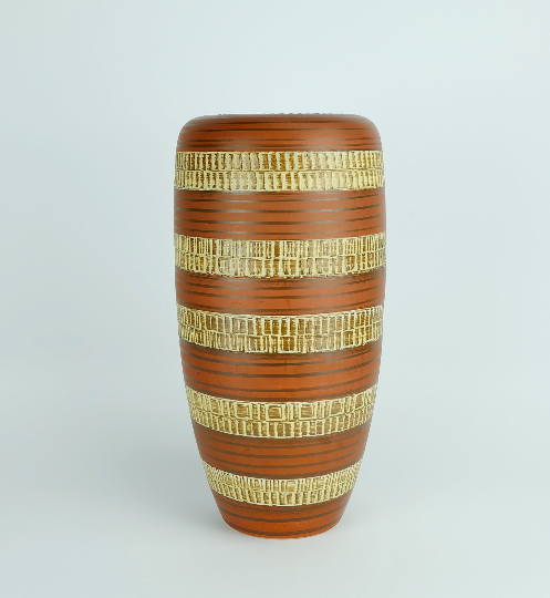 West german mid century vase duemler & breiden model 166 30 relief and stripe decor 1950s 1960s wgp
