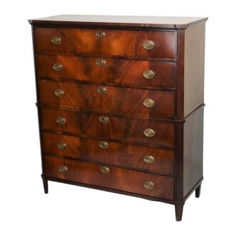 Antique Chest of Drawers Chiffonnière Flamed Mahogany on Oak 19th Century