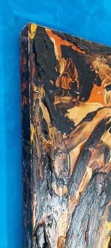 Abstract Materic Oil on Canvas Signed DE ROSA 1997 80x80cm