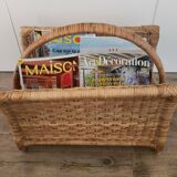 Vintage rattan magazine rack