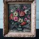 Old oil on canvas, bouquet of flowers, Montmartre style framing.