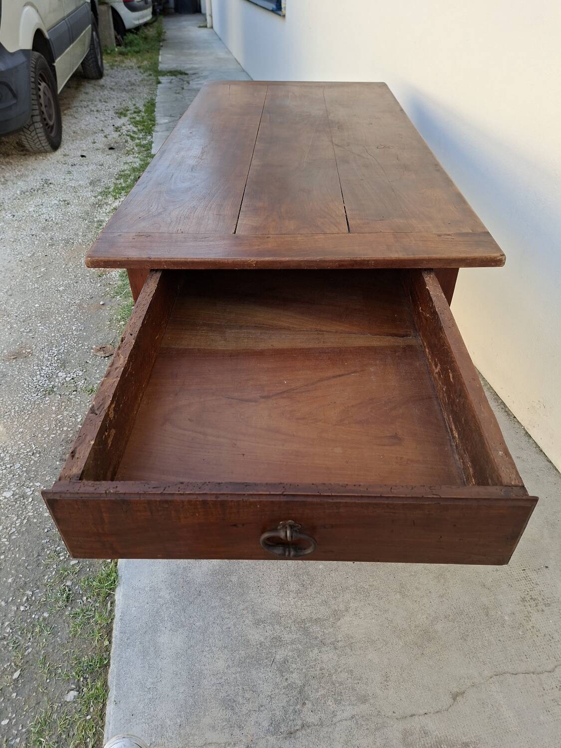 Rustic monastery farmhouse table, antique, 19th century, made of walnut.