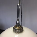 Vintage lamppost arc bamboo chrome and opaline 1970