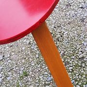 Set of 4 vintage chairs from the 50s in blond beech and red leatherette