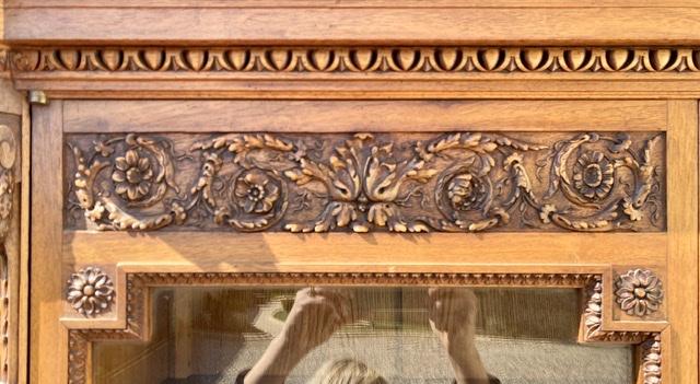 Louis XVI-style walnut library showcase