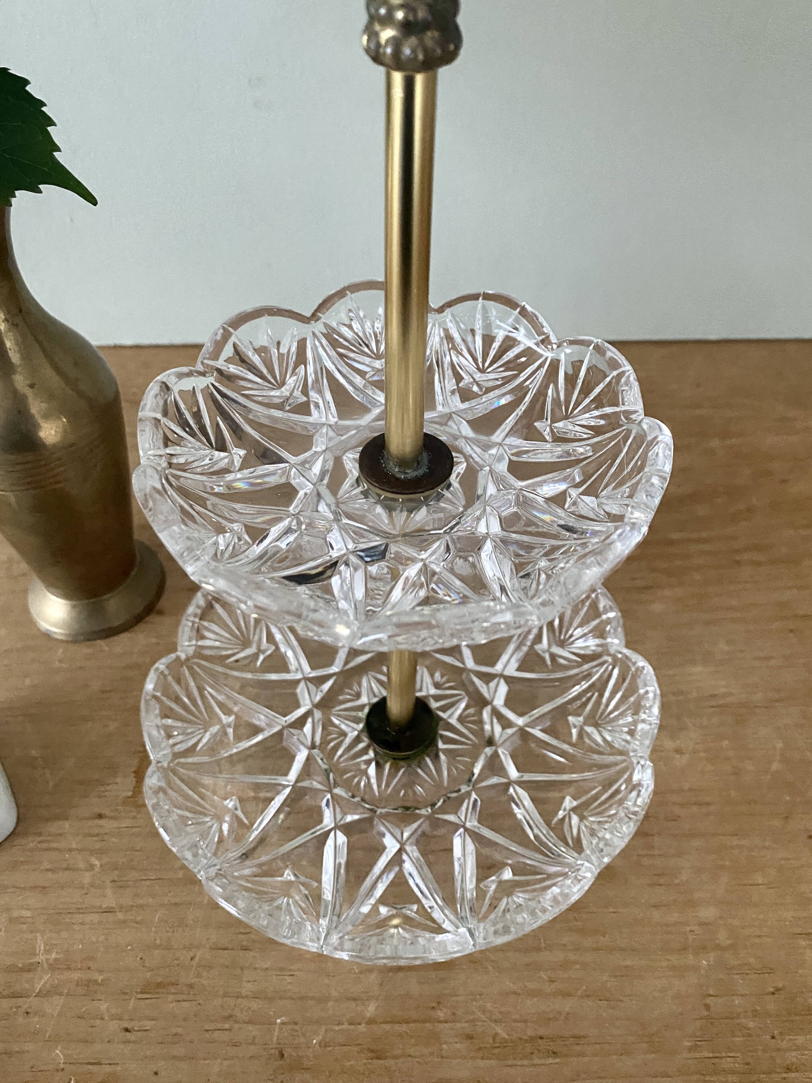 Servant or vintage jewelry holder in glass and brass