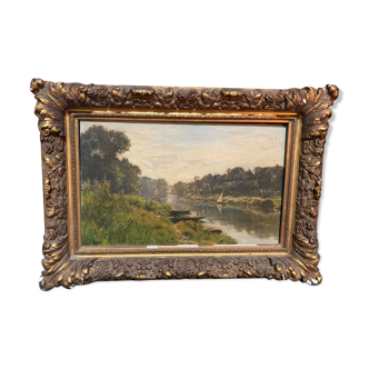 Tableau ancien de paysage signé