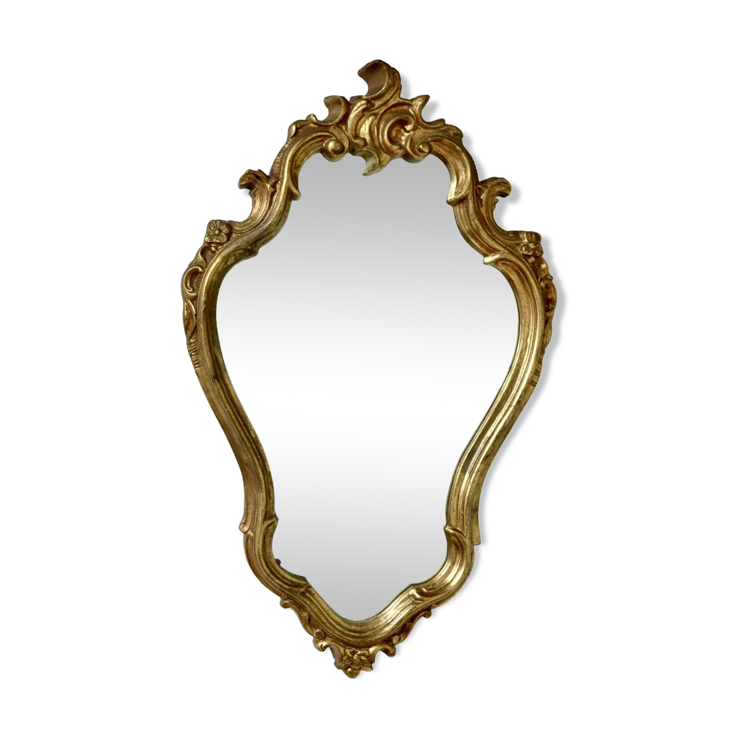 Large rococo mirror in gold painted wood