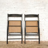 Ancienne paire de chaises pliantes cannage