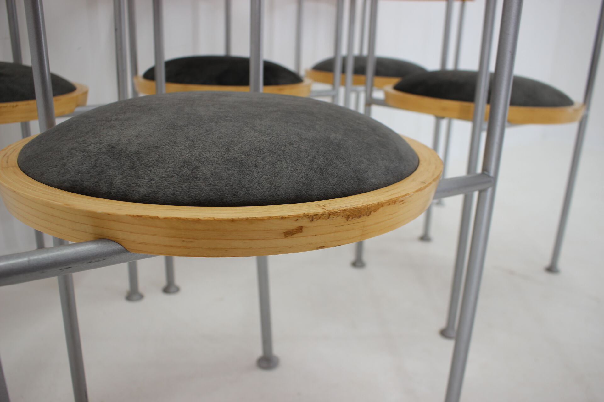 Set of 6 dining chairs by Börge Lindau for Bla Station Sweden 1990s