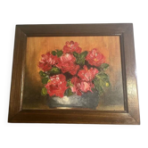 Tableau ancien bouquet de fleurs