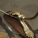 pretty little office lamp art nouveau bronze and brass, wood, electricity CE 35x30