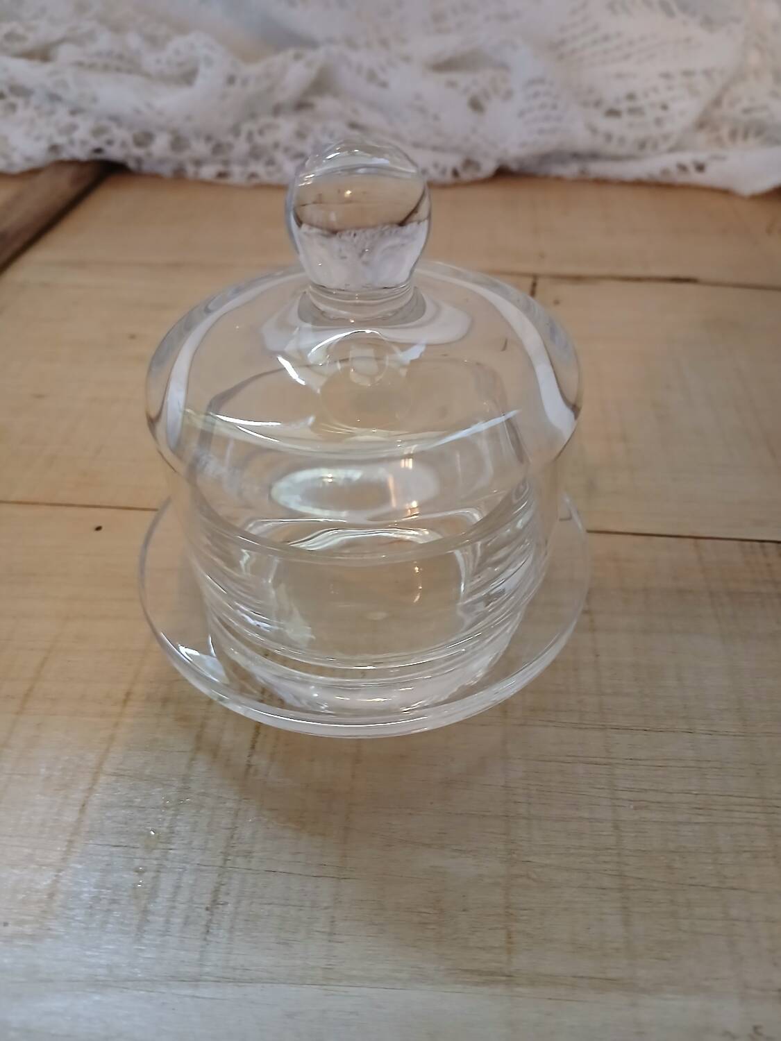 Individual glass butter dish