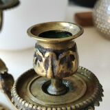 Chandelier 3 arms bronze old gold patinated