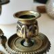 Chandelier 3 arms bronze old gold patinated