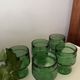 5 verres glaçures vert émeraude