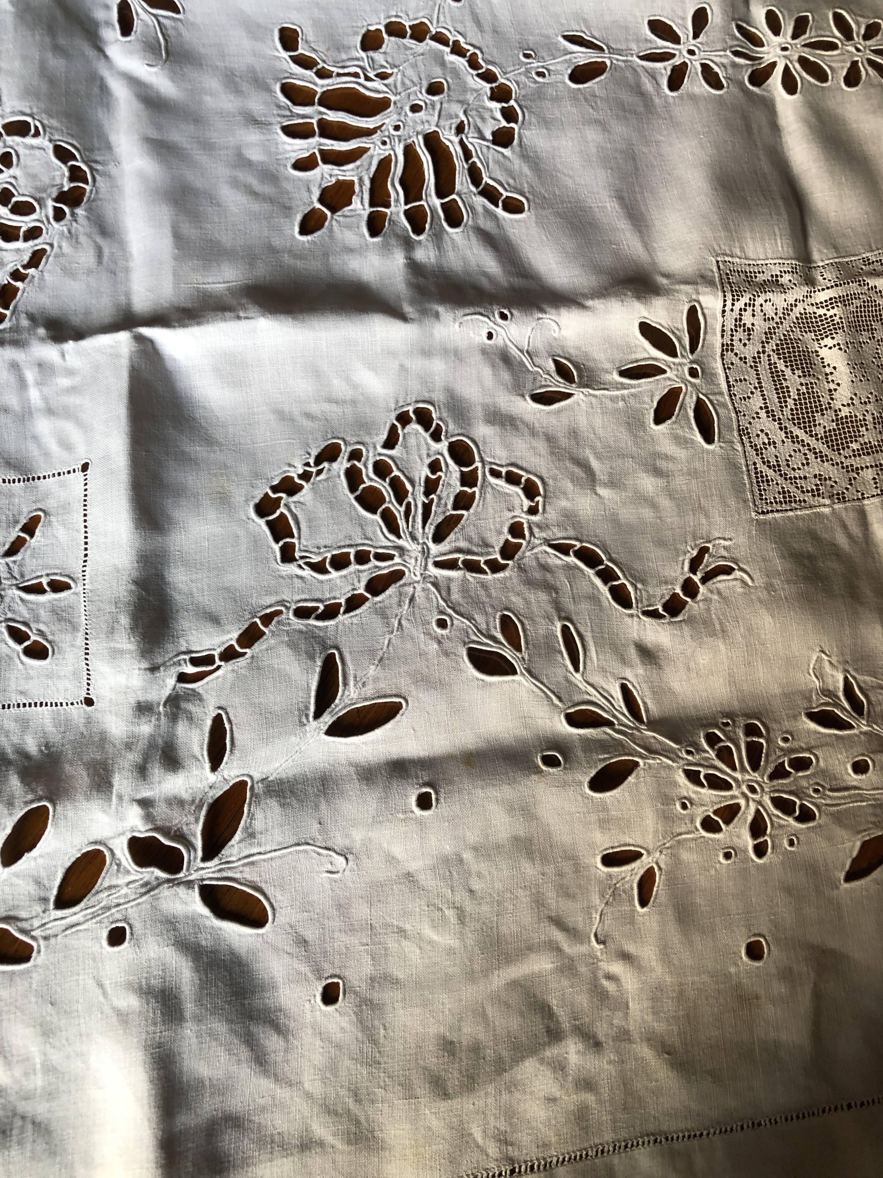 Embroidered linen tablecloth