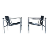 early number LC1 armchair by Le Corbusier et al for Cassina 1970s, set of 2