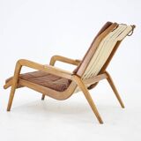 1960s Jan Vanek Very Rare Relaxing Oak Armchair, Czechoslovakia