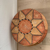Vintage moroccan leather pouf