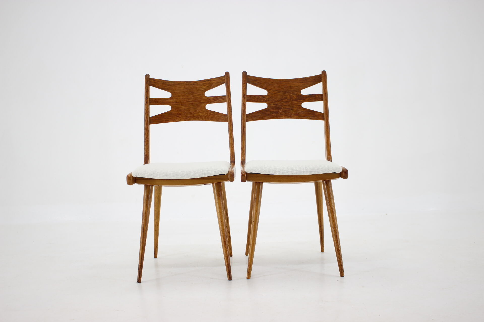 1960s Set of Six Rare Oak Dining Chairs, Czechoslovakia