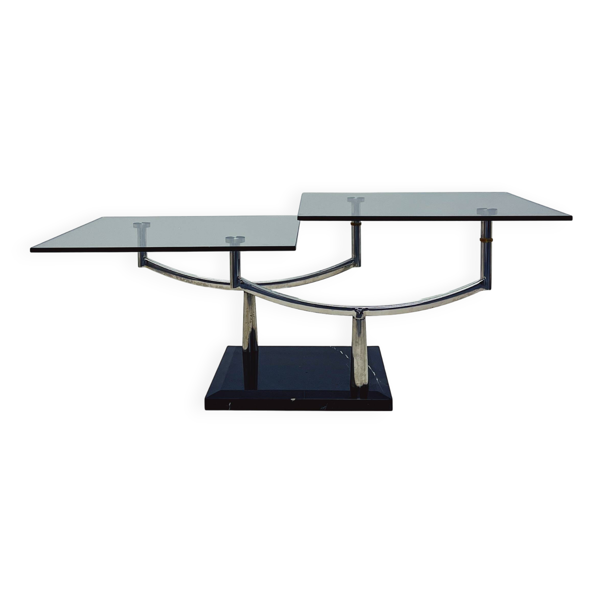 Vintage Danish Design Glass Coffee Table with Two Levels