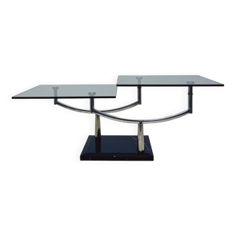 Vintage Danish Design Glass Coffee Table with Two Levels