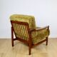 Fauteuil vintage en bois marron Khaki / Olive en fausse fourrure longue de renard par Z. Bączyk - 2 pièces disponibles
