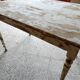 Patinated wooden table, restored.