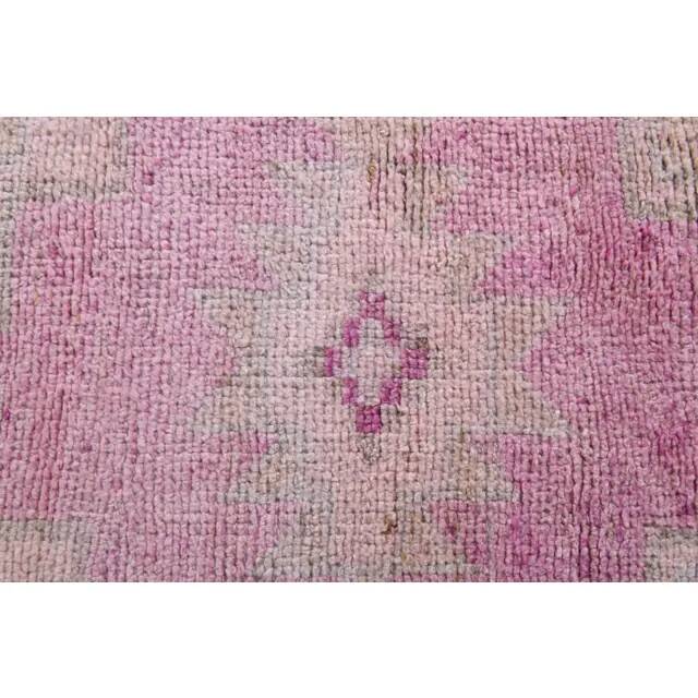 Vintage Turkish Oushak handmade wool cotton pink runner rug 100x320