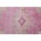 Vintage Turkish Oushak handmade wool cotton pink runner rug 100x320