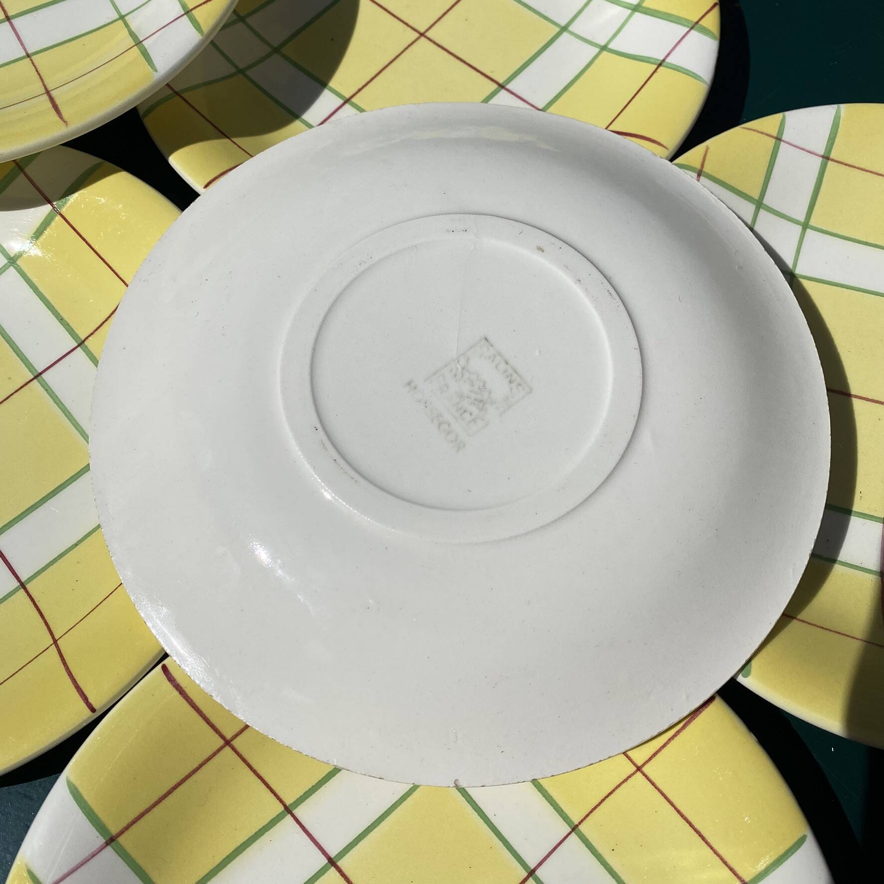 Dessert plates Salins France towel pattern from the 50s-60s.