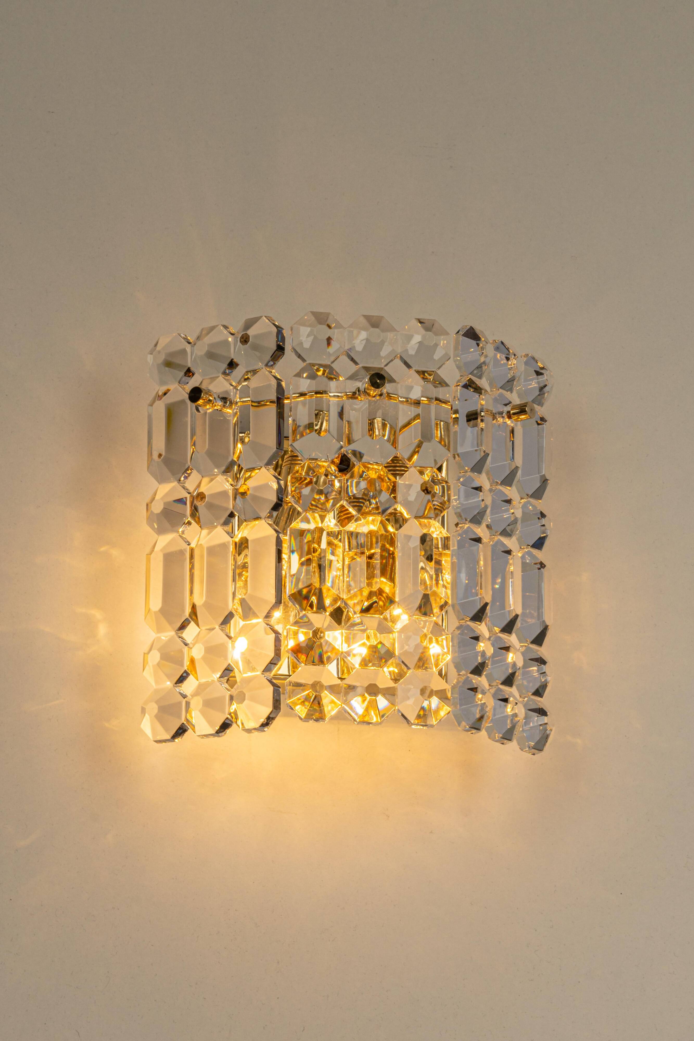 pair of crystal wall lights by Kinkeldey, Germany, 1970s.