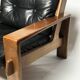 Black leather and wood armchair by Esko Pajamies, 1960s, Finland.