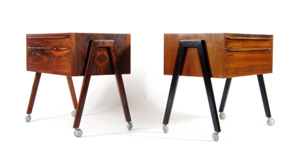 Pair of vintage Danish retro bedside tables in rosewood 60s 70s