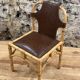 Chaise vintage en rotin et bambou et cuir marron