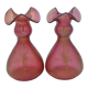 Old pair of vases glass paste enhanced with golden enamel art nouveau décor