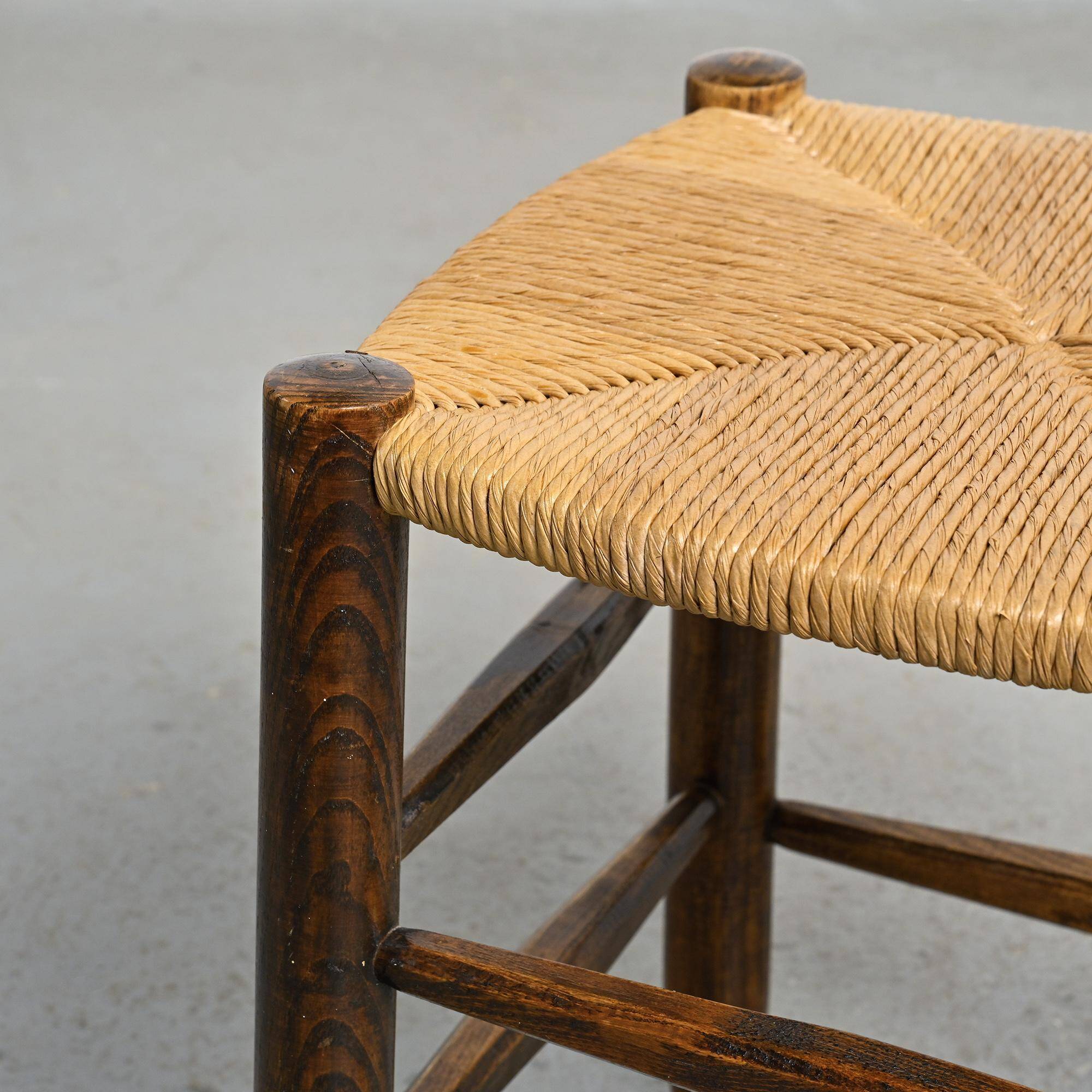Ensemble chaise et tabouret Bauche, Charlotte Perriand pour Maison Sentou, circa 1950