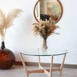 Round Coffee Table - Glass top and beech base