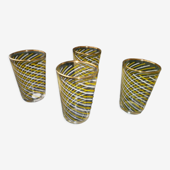 Set of 4 glass water glasses with screen-printed torso effect