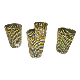 Set of 4 glass water glasses with screen-printed torso effect