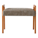 Vintage Scandinavian oak footstool with grey upholstery