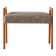 Vintage Scandinavian oak footstool with grey upholstery