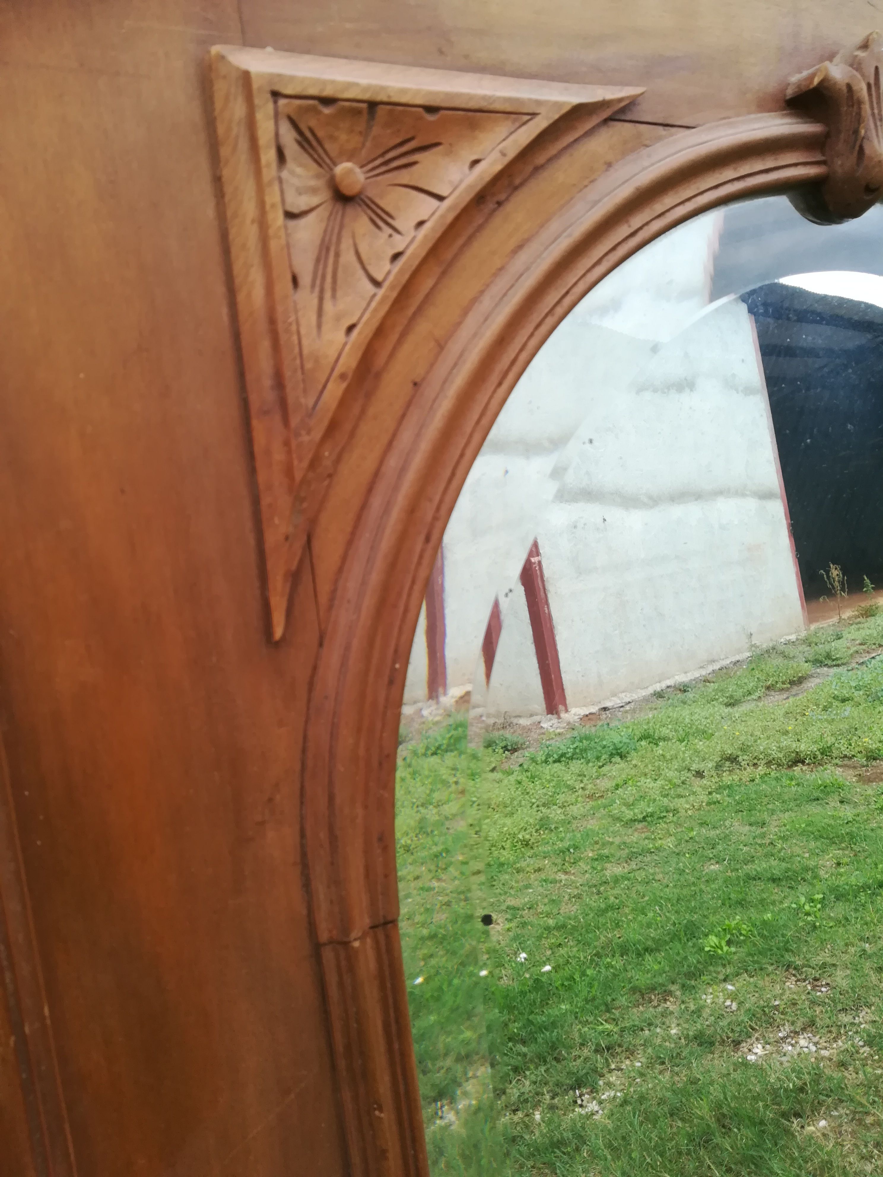 Duo of art deco mirrors on old 70x160 cm cabinet doors